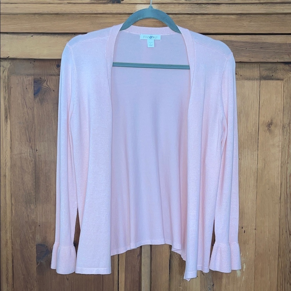 ROZ & ALI PINK OPEN CARDIGAN TULIP CUFFS Sz. LP